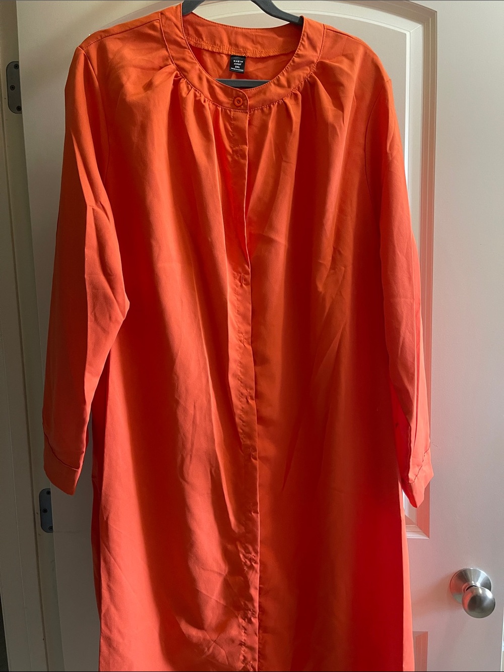 SHEIN Orange Long Sleeve Shift Dress